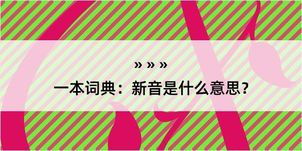 一本词典：新音是什么意思？