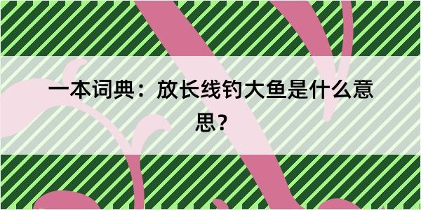 一本词典：放长线钓大鱼是什么意思？