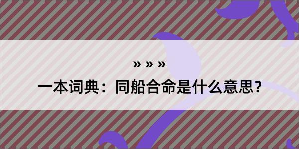 一本词典：同船合命是什么意思？