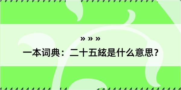 一本词典：二十五絃是什么意思？