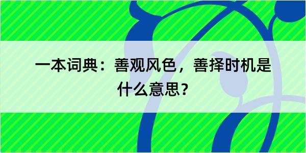 一本词典：善观风色，善择时机是什么意思？