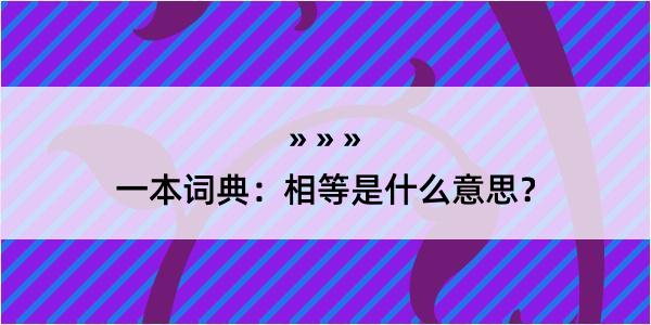 一本词典：相等是什么意思？