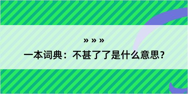 一本词典：不甚了了是什么意思？