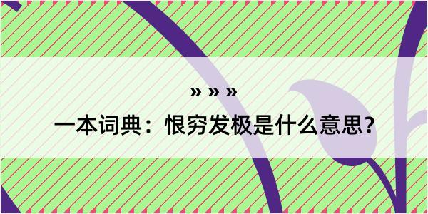 一本词典：恨穷发极是什么意思？