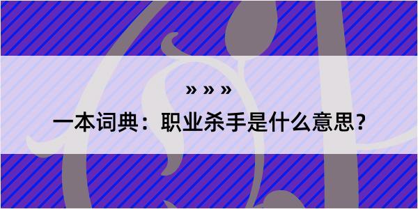 一本词典：职业杀手是什么意思？