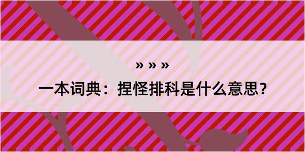 一本词典：捏怪排科是什么意思？