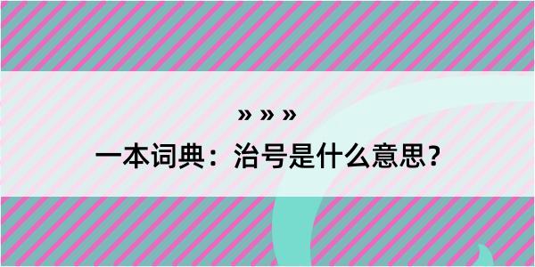 一本词典：治号是什么意思？