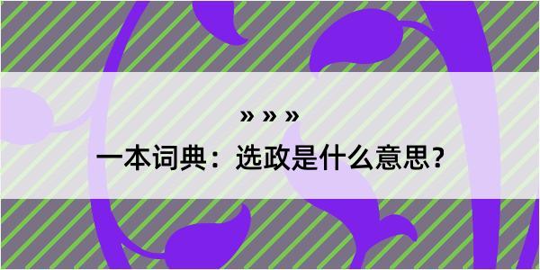 一本词典：选政是什么意思？