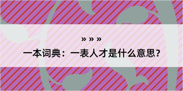 一本词典：一表人才是什么意思？