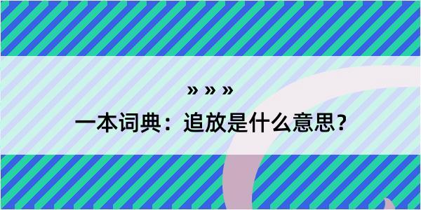 一本词典：追放是什么意思？