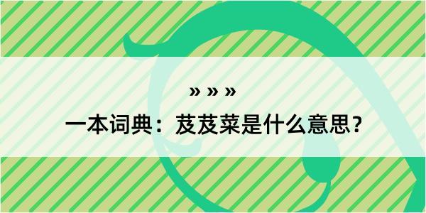 一本词典：芨芨菜是什么意思？