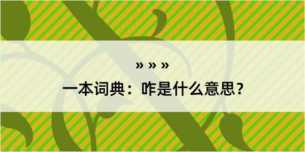 一本词典：咋是什么意思？