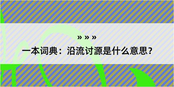 一本词典：沿流讨源是什么意思？