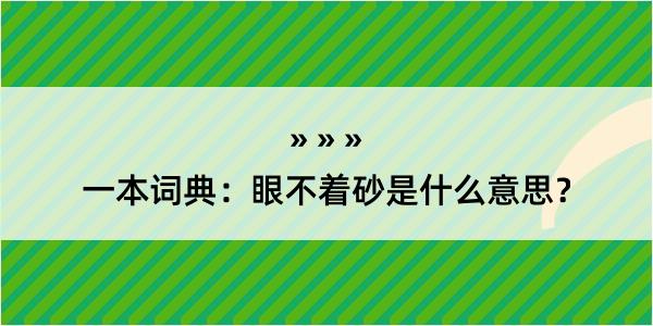 一本词典：眼不着砂是什么意思？