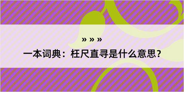 一本词典：枉尺直寻是什么意思？