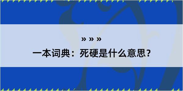 一本词典：死硬是什么意思？