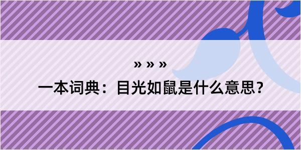 一本词典：目光如鼠是什么意思？