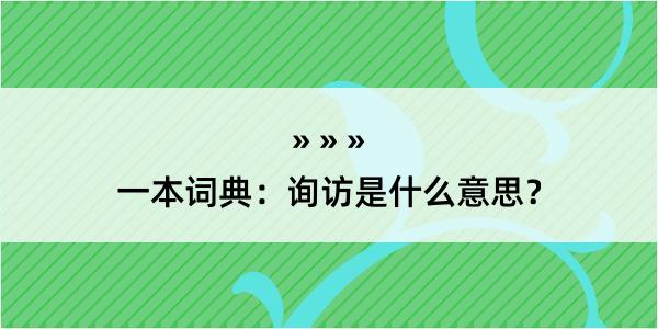 一本词典：询访是什么意思？