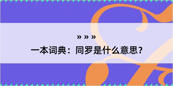 一本词典：同罗是什么意思？