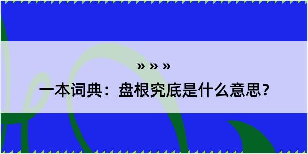 一本词典：盘根究底是什么意思？