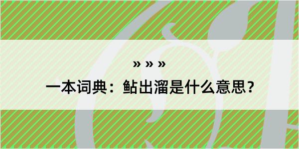 一本词典：鲇出溜是什么意思？