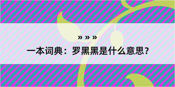 一本词典：罗黑黑是什么意思？