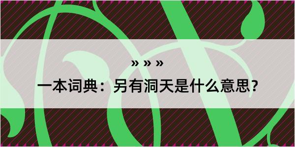 一本词典：另有洞天是什么意思？