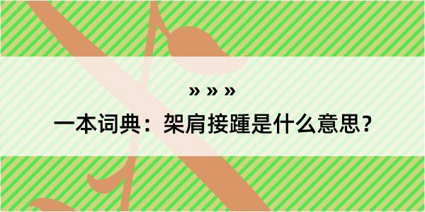 一本词典：架肩接踵是什么意思？