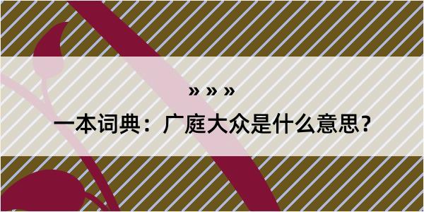 一本词典：广庭大众是什么意思？