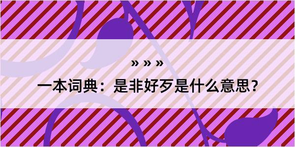 一本词典：是非好歹是什么意思？