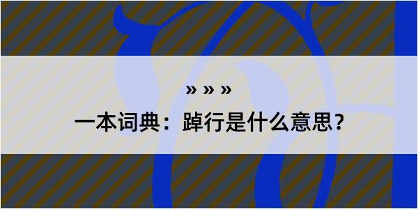 一本词典：踔行是什么意思？