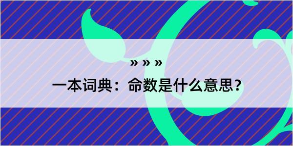 一本词典：命数是什么意思？