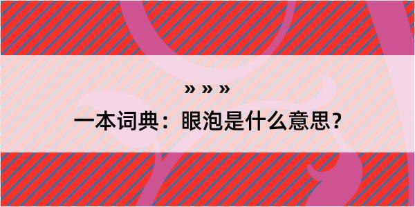 一本词典：眼泡是什么意思？