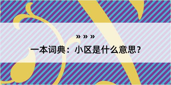 一本词典：小区是什么意思？