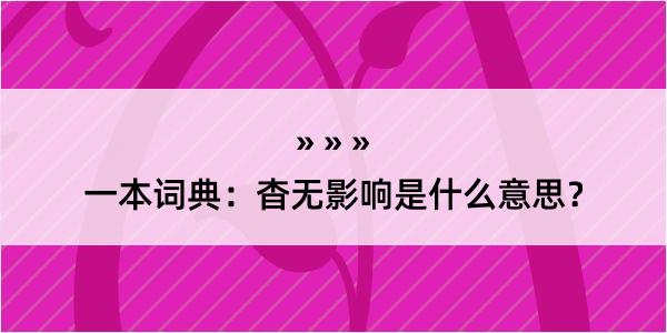 一本词典：杳无影响是什么意思？