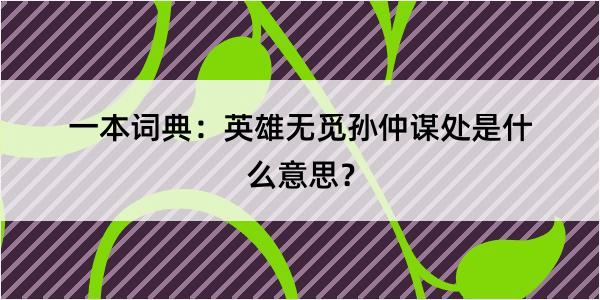 一本词典：英雄无觅孙仲谋处是什么意思？