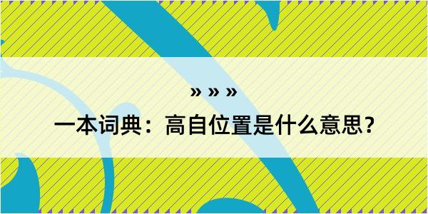 一本词典：高自位置是什么意思？