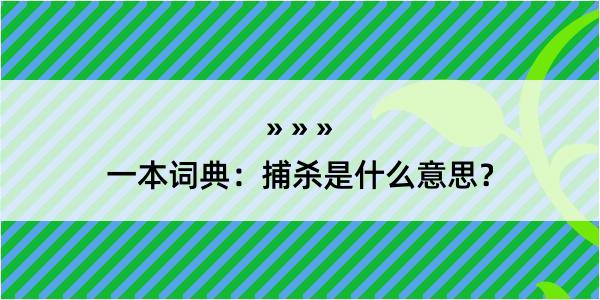 一本词典：捕杀是什么意思？