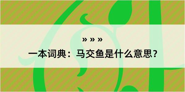 一本词典：马交鱼是什么意思？