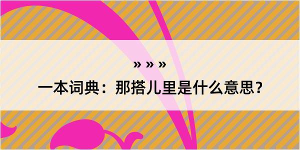 一本词典：那搭儿里是什么意思？