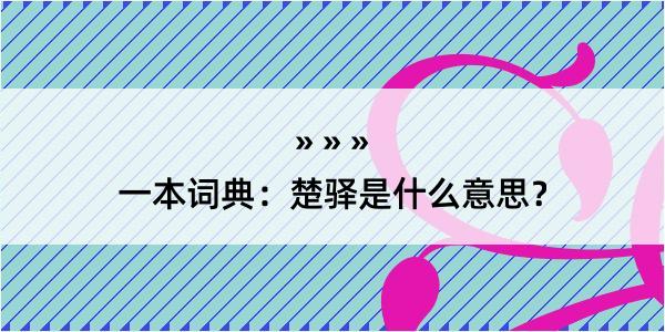 一本词典：楚驿是什么意思？