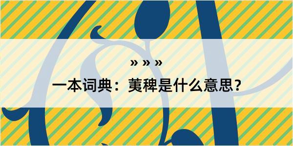 一本词典：荑稗是什么意思？