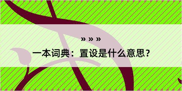 一本词典：置设是什么意思？