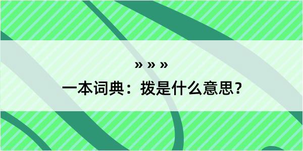 一本词典：拨是什么意思？