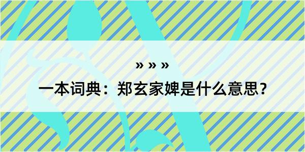 一本词典：郑玄家婢是什么意思？