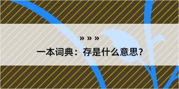 一本词典：存是什么意思？