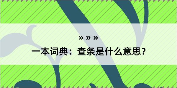 一本词典：查条是什么意思？