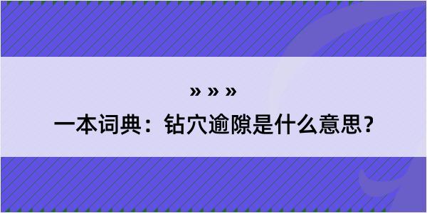 一本词典：钻穴逾隙是什么意思？