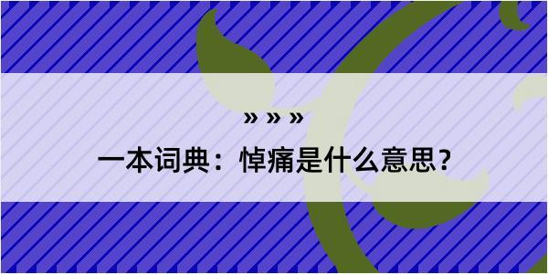 一本词典：悼痛是什么意思？