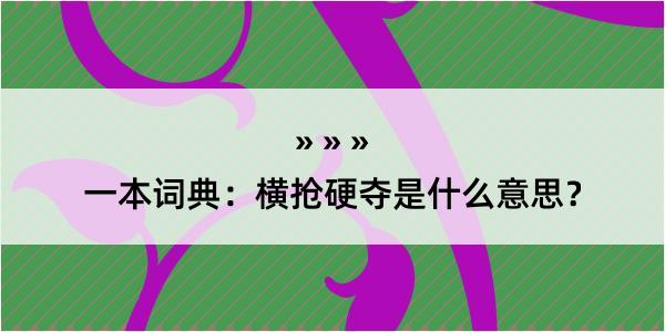 一本词典：横抢硬夺是什么意思？